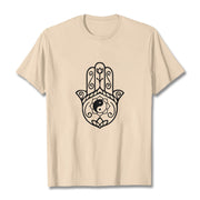 Buddha Stones Hamsa Hand Yin Yang Pattern Om Symbol Tee Cotton T-shirt - Bisque - 2XL - image 11
