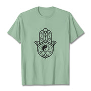 Buddha Stones Hamsa Hand Yin Yang Pattern Om Symbol Tee Cotton T-shirt - PaleGreen - 2XL - image 15