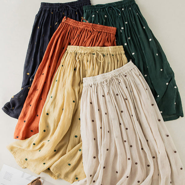 Buddha Stones Artistic Vintage Dot Pattern Women's Pleated Skirt - image 32