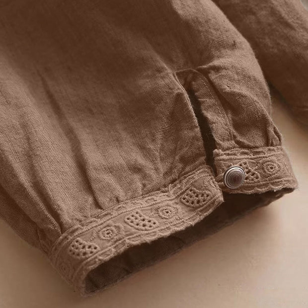 Buddha Stones Casual Plain Women's Hollow Crew Neck Design Three Quarter Sleeve Shirt - image 6