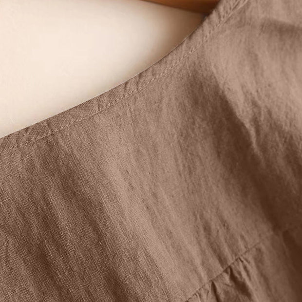 Buddha Stones Casual Plain Women's Hollow Crew Neck Design Three Quarter Sleeve Shirt - image 7
