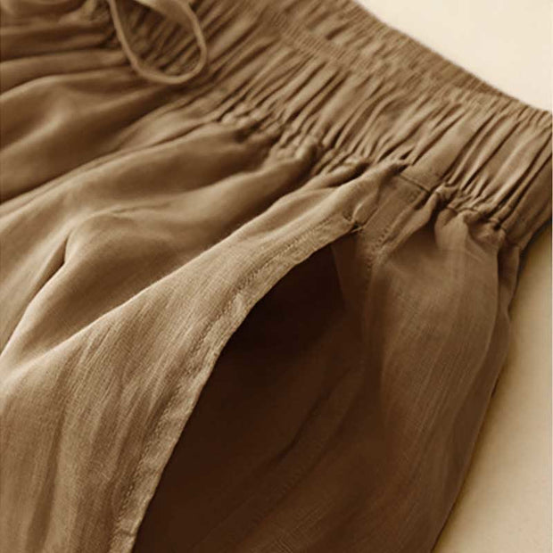 Buddha Stones Casual Loose Double Layer 7-8 Length Cropped Pants Women's Pants With Pockets - image 3