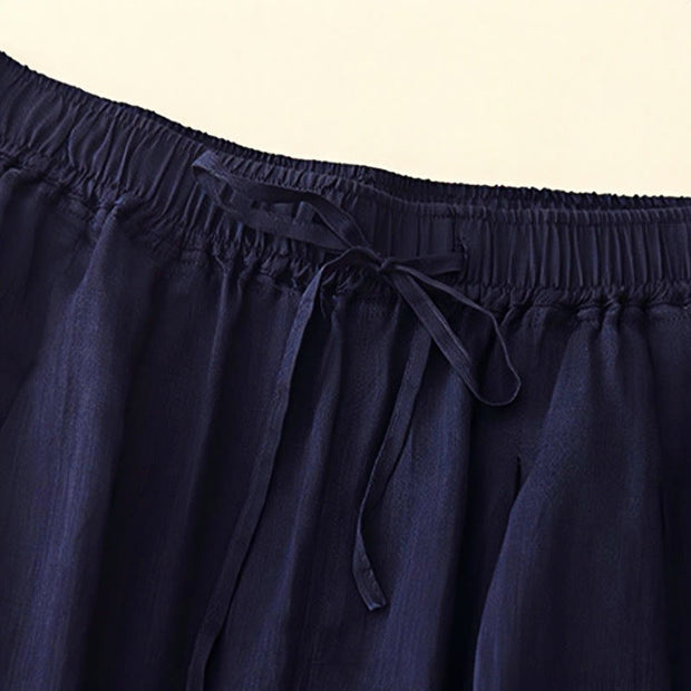 Buddha Stones Casual Loose Double Layer 7-8 Length Cropped Pants Women's Pants With Pockets - image 8