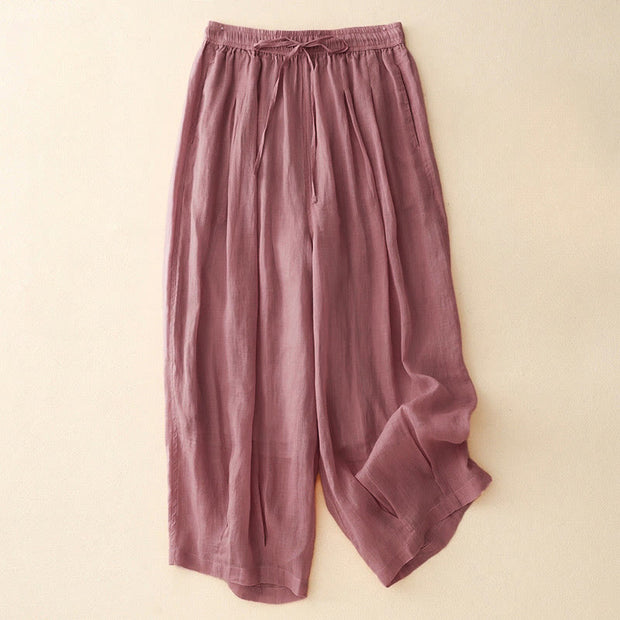 Buddha Stones Casual Loose Double Layer 7-8 Length Cropped Pants Women's Pants With Pockets - LightPink - US8-10，UK/AU12-14，EU40-42 (2XL) - image 17