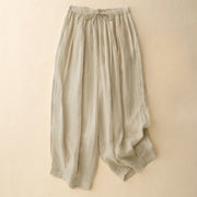 Buddha Stones Casual Loose Double Layer 7-8 Length Cropped Pants Women's Pants With Pockets - Beige - US8-10，UK/AU12-14，EU40-42 (2XL) - image 22