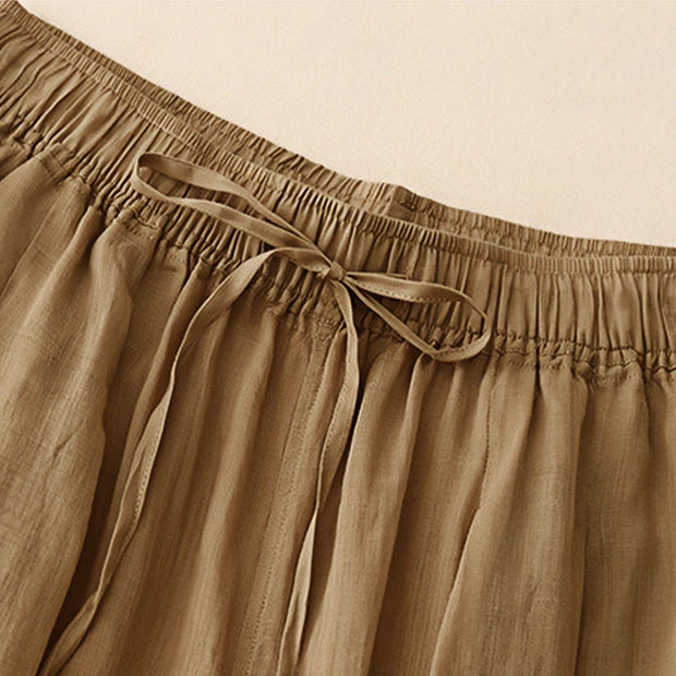 Buddha Stones Casual Loose Double Layer 7-8 Length Cropped Pants Women's Pants With Pockets - image 5