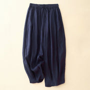 Buddha Stones Casual Loose Double Layer 7-8 Length Cropped Pants Women's Pants With Pockets - MidnightBlue - US8-10，UK/AU12-14，EU40-42 (2XL) - image 7