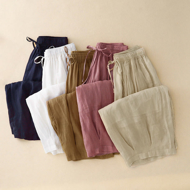 Buddha Stones Casual Loose Double Layer 7-8 Length Cropped Pants Women's Pants With Pockets - image 29