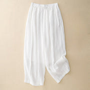 Buddha Stones Casual Loose Double Layer 7-8 Length Cropped Pants Women's Pants With Pockets - White - US8-10，UK/AU12-14，EU40-42 (2XL) - image 12