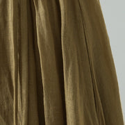 Buddha Stones Summer Retro Pure Color Tassel Design Women's Skirt With Pockets - image 3