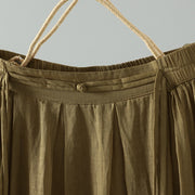 Buddha Stones Summer Retro Pure Color Tassel Design Women's Skirt With Pockets - image 5