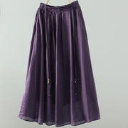 Buddha Stones Summer Retro Pure Color Tassel Design Women's Skirt With Pockets - image 17
