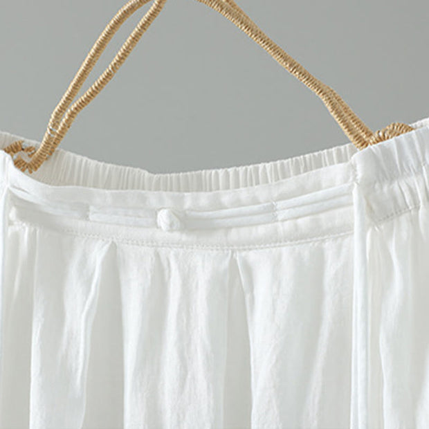 Buddha Stones Summer Retro Pure Color Tassel Design Women's Skirt With Pockets - image 10
