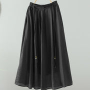 Buddha Stones Summer Retro Pure Color Tassel Design Women's Skirt With Pockets - Black - US12，UK/AU16，EU44 (2XL) - image 18
