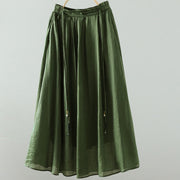 Buddha Stones Summer Retro Pure Color Tassel Design Women's Skirt With Pockets - ForestGreen - US12，UK/AU16，EU44 (2XL) - image 14