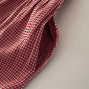 Buddha Stones Casual Plain Handmade Plaid Midi Dress Cotton Sleeveless Dress With Pockets - image 4
