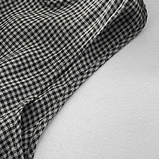 Buddha Stones Casual Plain Handmade Plaid Midi Dress Cotton Sleeveless Dress With Pockets - image 12
