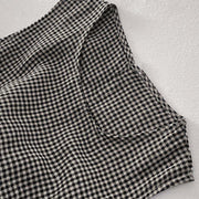 Buddha Stones Casual Plain Handmade Plaid Midi Dress Cotton Sleeveless Dress With Pockets - image 11