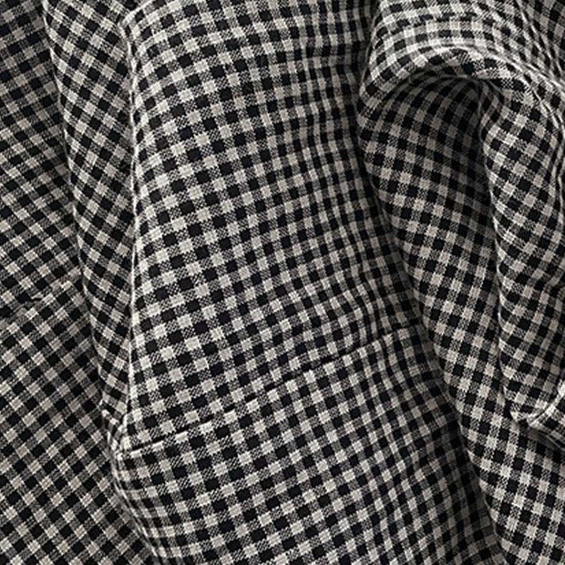 Buddha Stones Casual Plain Handmade Plaid Midi Dress Cotton Sleeveless Dress With Pockets - image 13