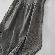Buddha Stones Casual Plain Handmade Plaid Midi Dress Cotton Sleeveless Dress With Pockets - image 15