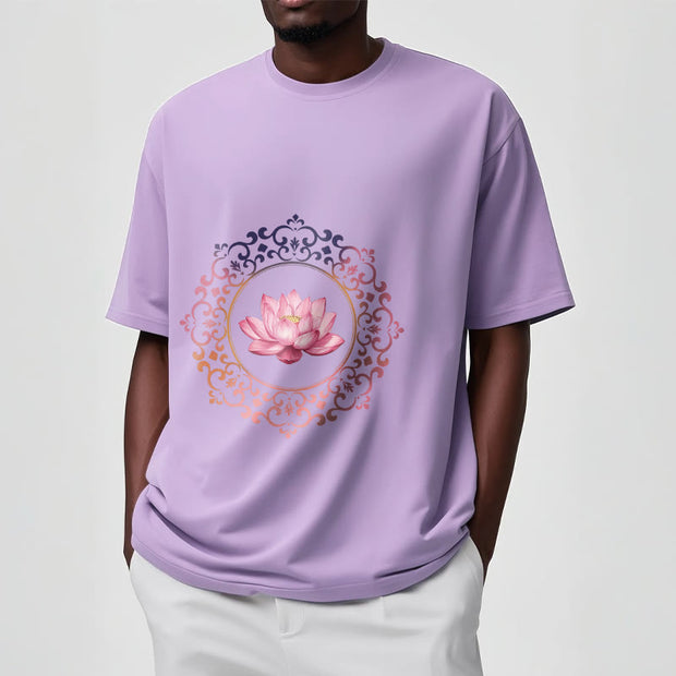 Buddha Stones Mandala Pink Lotus Pattern Tee Cotton T-shirt - image 18