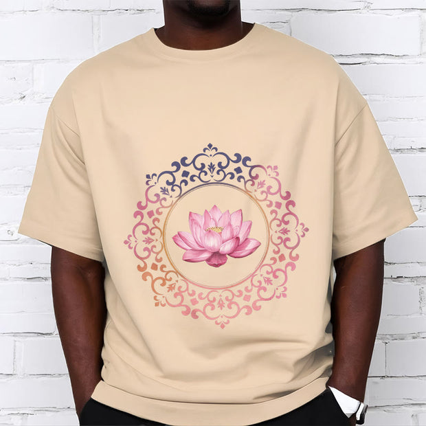 Buddha Stones Mandala Pink Lotus Pattern Tee Cotton T-shirt - image 10