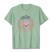 Buddha Stones Mandala Pink Lotus Pattern Tee Cotton T-shirt - PaleGreen - 2XL - image 15