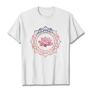 Buddha Stones Mandala Pink Lotus Pattern Tee Cotton T-shirt - White - 2XL - image 6