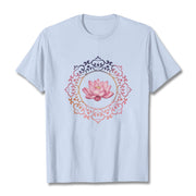 Buddha Stones Mandala Pink Lotus Pattern Tee Cotton T-shirt - LightCyan - 2XL - image 19
