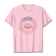 Buddha Stones Mandala Pink Lotus Pattern Tee Cotton T-shirt - LightPink - 2XL - image 13