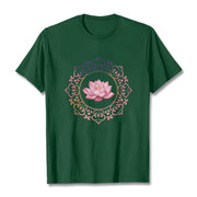 Buddha Stones Mandala Pink Lotus Pattern Tee Cotton T-shirt - ForestGreen - 2XL - image 11