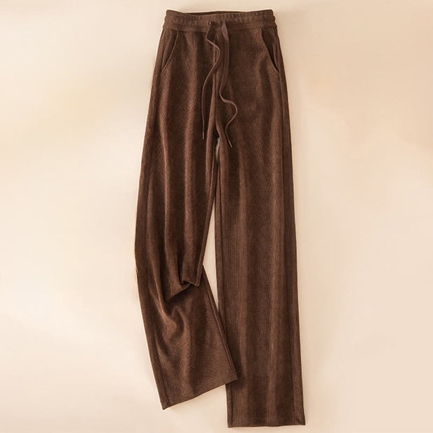 Buddha Stones Women's Fall Pure Color Wide Leg Cotton Pants With Pockets - Sienna - US14，UK/AU18，EU46 (4XL) - image 4