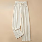 Buddha Stones Women's Fall Pure Color Wide Leg Cotton Pants With Pockets - OldLace - US14，UK/AU18，EU46 (4XL) - image 15
