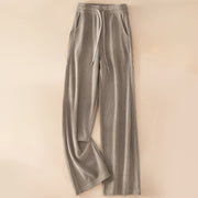 Buddha Stones Women's Fall Pure Color Wide Leg Cotton Pants With Pockets - AntiqueWhite - US14，UK/AU18，EU46 (4XL) - image 13