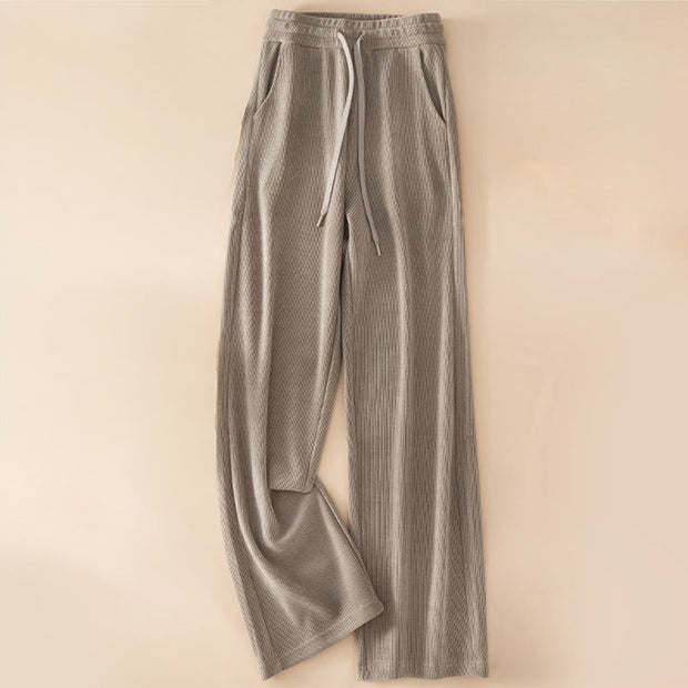 Buddha Stones Women's Fall Pure Color Wide Leg Cotton Pants With Pockets - AntiqueWhite - US14，UK/AU18，EU46 (4XL) - image 13