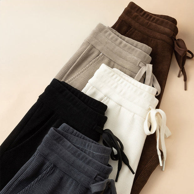 Buddha Stones Women's Fall Pure Color Wide Leg Cotton Pants With Pockets - image 20