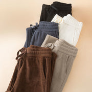 Buddha Stones Women's Fall Pure Color Wide Leg Cotton Pants With Pockets - image 19