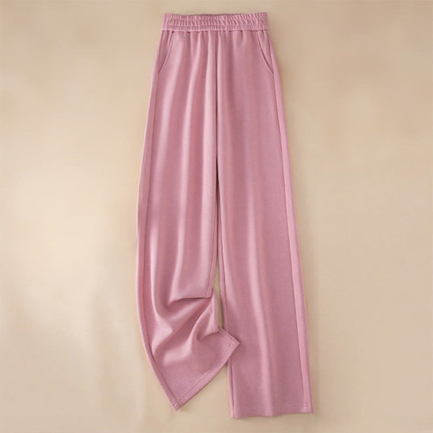 Buddha Stones Women's Plain High Waist Design Wide Leg Cotton Pants With Pockets - LightPink - US12，UK/AU16，EU44 (3XL) - image 15