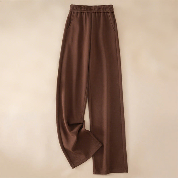 Buddha Stones Women's Plain High Waist Design Wide Leg Cotton Pants With Pockets - Sienna - US12，UK/AU16，EU44 (3XL) - image 1