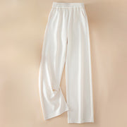 Buddha Stones Women's Plain High Waist Design Wide Leg Cotton Pants With Pockets - image 5