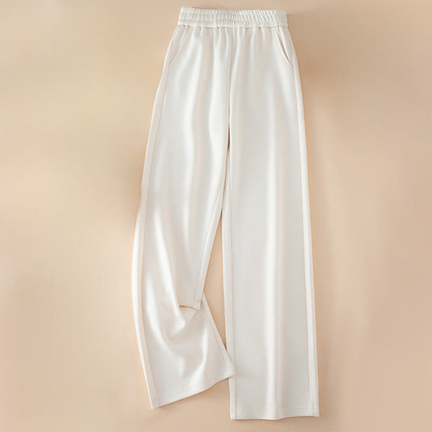 Buddha Stones Women's Plain High Waist Design Wide Leg Cotton Pants With Pockets - image 5