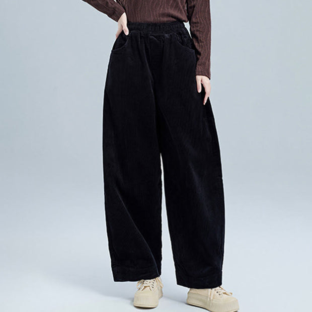 Buddha Stones Women's Fall Plain Ankle-Length Simple DesignCorduroy Cotton Pants With Pockets - image 3