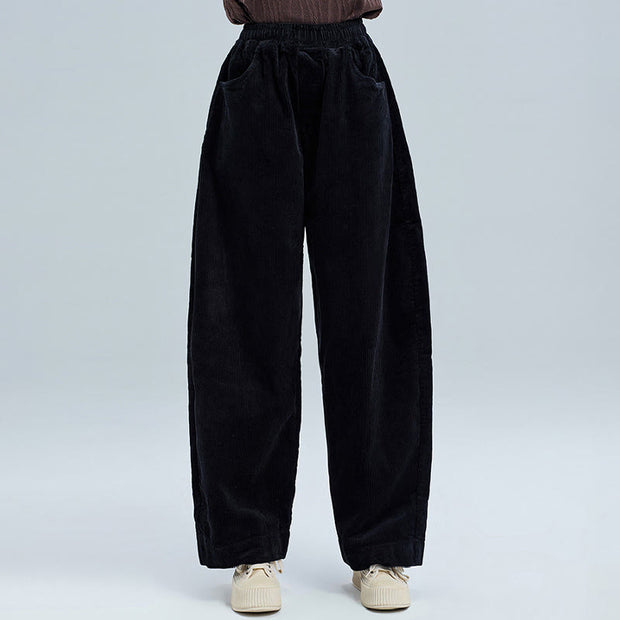 Buddha Stones Women's Fall Plain Ankle-Length Simple DesignCorduroy Cotton Pants With Pockets - image 6