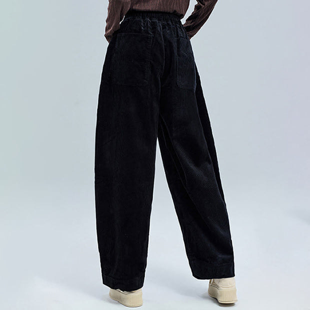 Buddha Stones Women's Fall Plain Ankle-Length Simple DesignCorduroy Cotton Pants With Pockets - image 5