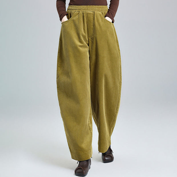 Buddha Stones Women's Fall Plain Ankle-Length Simple DesignCorduroy Cotton Pants With Pockets - image 9