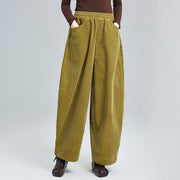 Buddha Stones Women's Fall Plain Ankle-Length Simple DesignCorduroy Cotton Pants With Pockets - Goldenrod - US8-10，UK/AU12-14，EU40-42 (2XL) - image 8