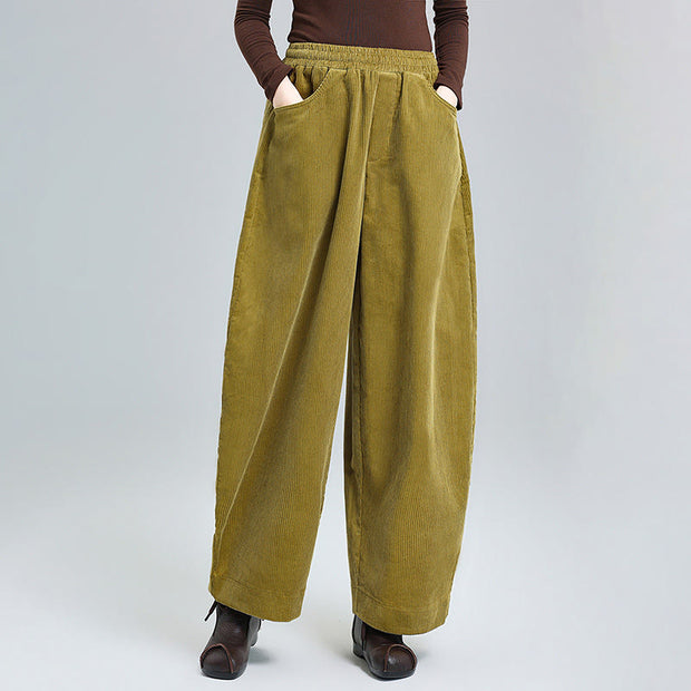 Buddha Stones Women's Fall Plain Ankle-Length Simple DesignCorduroy Cotton Pants With Pockets - Goldenrod - US8-10，UK/AU12-14，EU40-42 (2XL) - image 8
