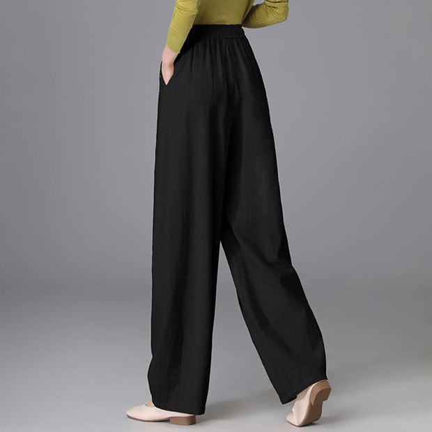 Buddha Stones Women's Casual Vintage Plain Drawstring Carrot Design Cotton Linen Pants With Pockets - image 11