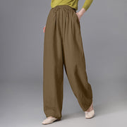 Buddha Stones Women's Casual Vintage Plain Drawstring Carrot Design Cotton Linen Pants With Pockets - image 16