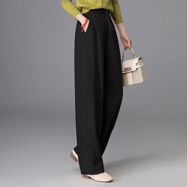 Buddha Stones Women's Casual Vintage Plain Drawstring Carrot Design Cotton Linen Pants With Pockets - image 13